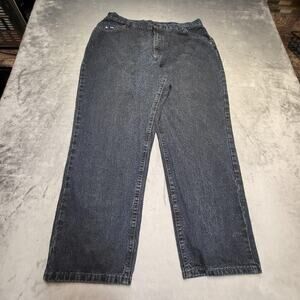 Lee Jeans Womens 18P Blue Dark Wash Straight Relaxed 5-Pocket Denim Mid Rise